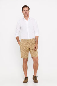 Cortefiel Printed chino Bermuda shorts  Beige