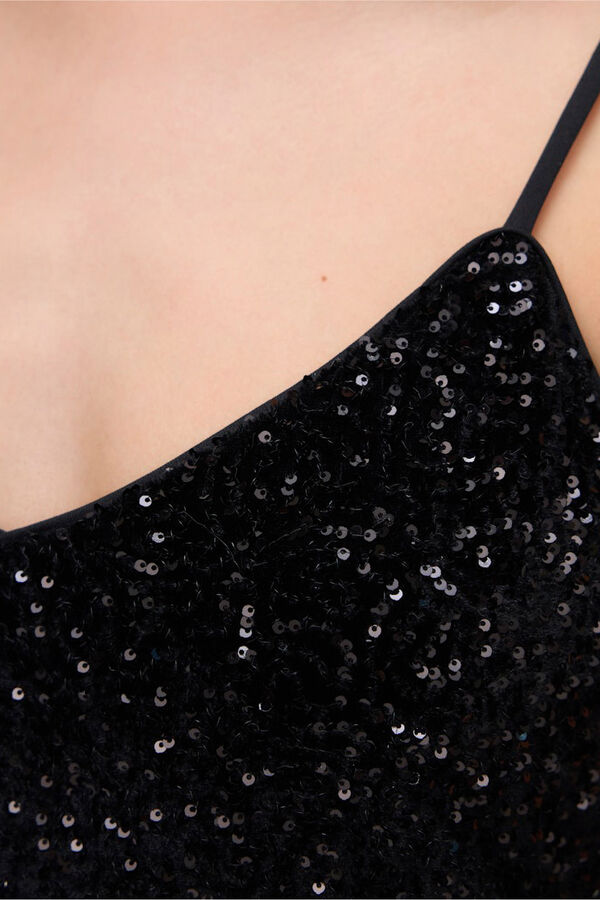 Vero Moda Vestido de alças de lantejoulas Preto