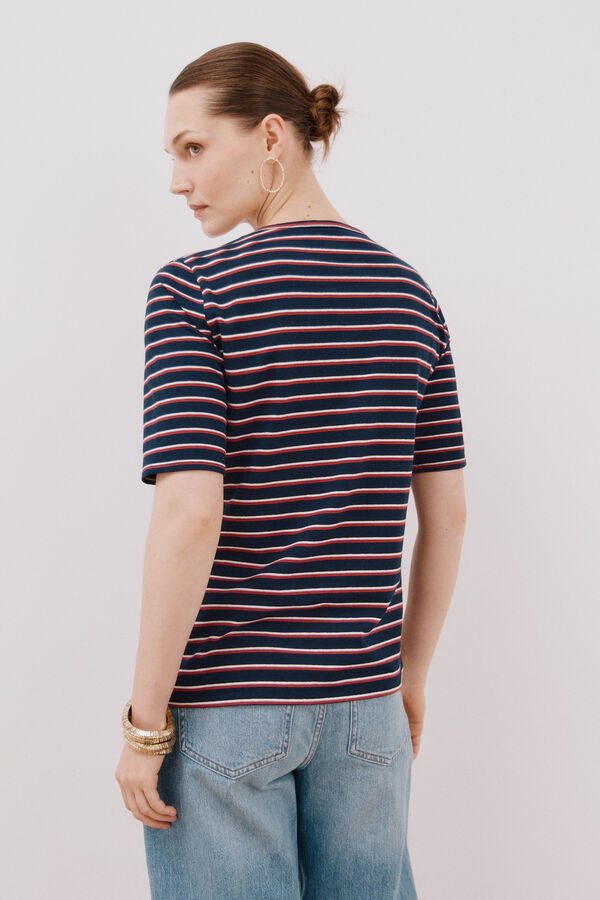 Cortefiel T-shirt básica decote barco Azul