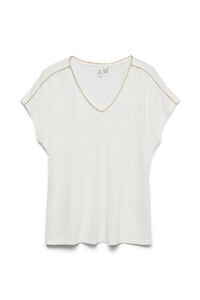 Vero Moda Curve T-shirt b&aacute;sica com gola em bico tamanho grande