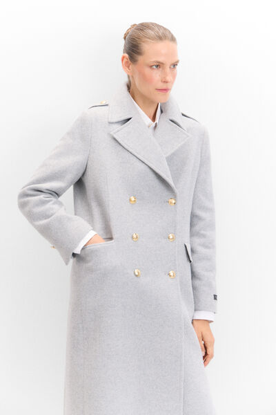 Cortefiel Long military coat Grey