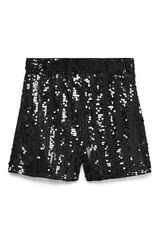 Vero Moda Shorts de festa femininos com lantejoulas Preto