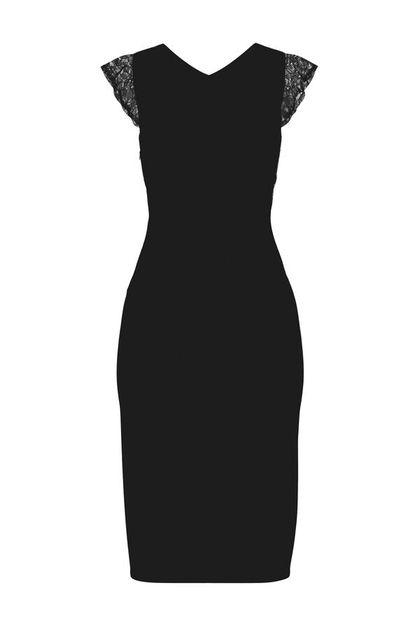 Cortefiel Midi dress with lace Black