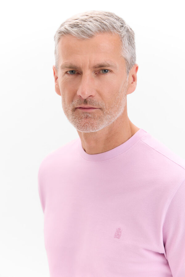 Cortefiel Camiseta básica piqué Pink