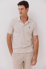 Cortefiel Printed piqué polo shirt Beige