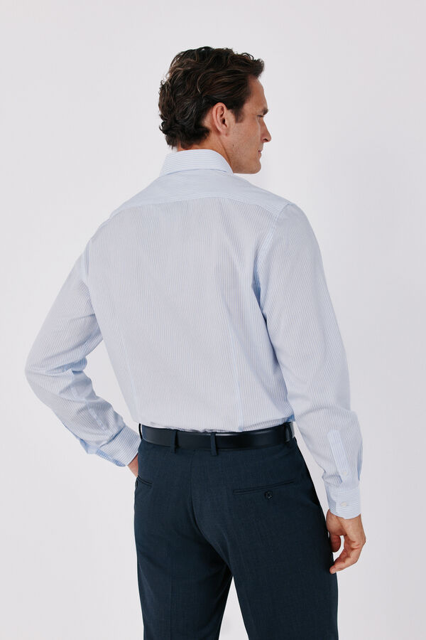 Cortefiel Striped slim fit easy iron dress shirt Blue