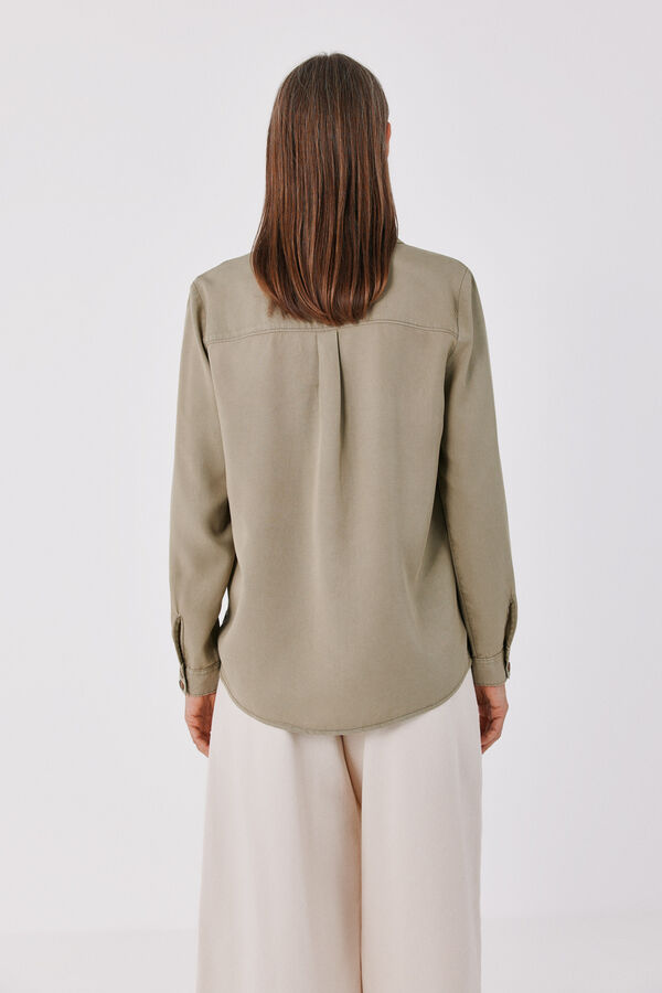 Cortefiel Tencel denim shirt Green