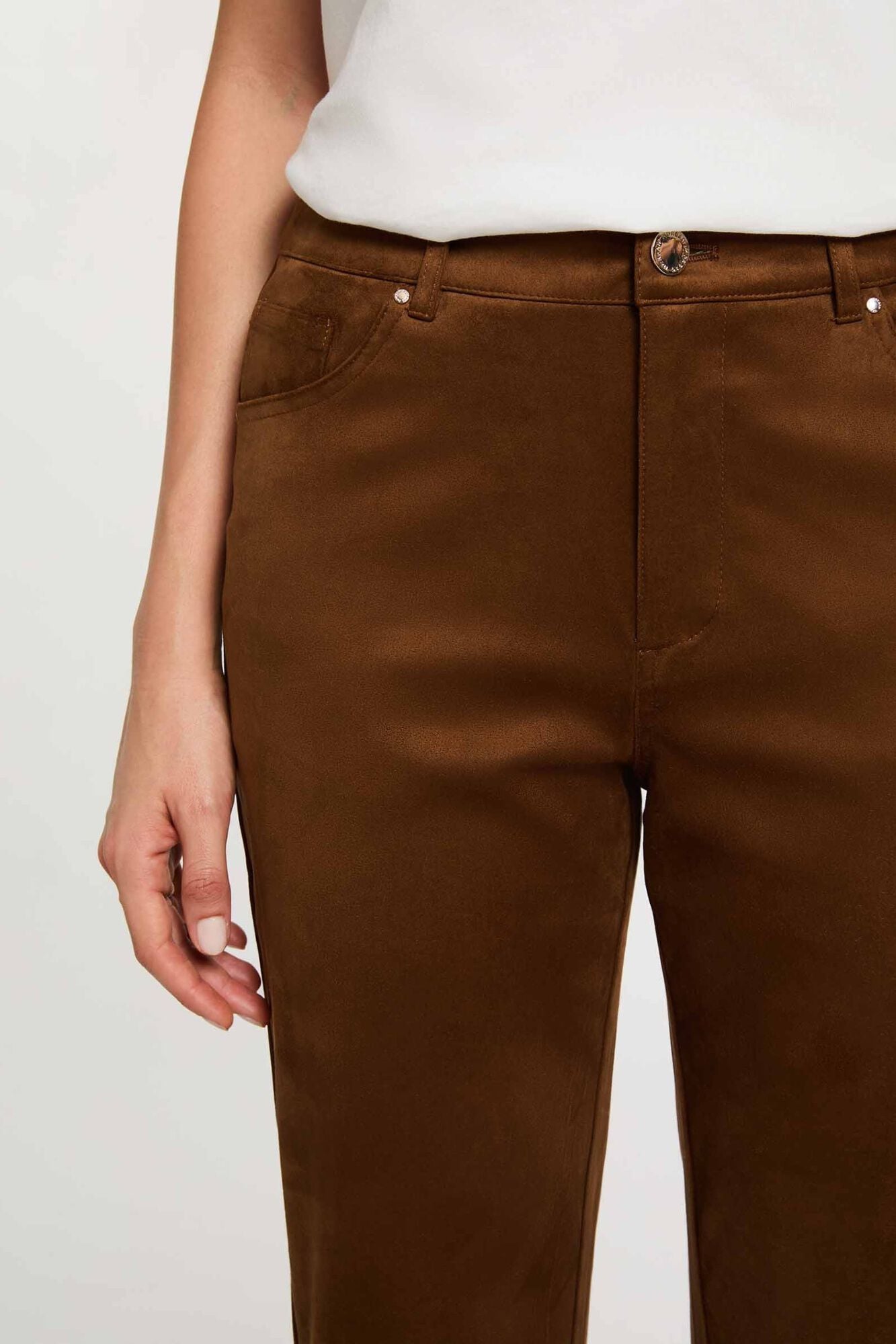 Morgan Suede straight trousers