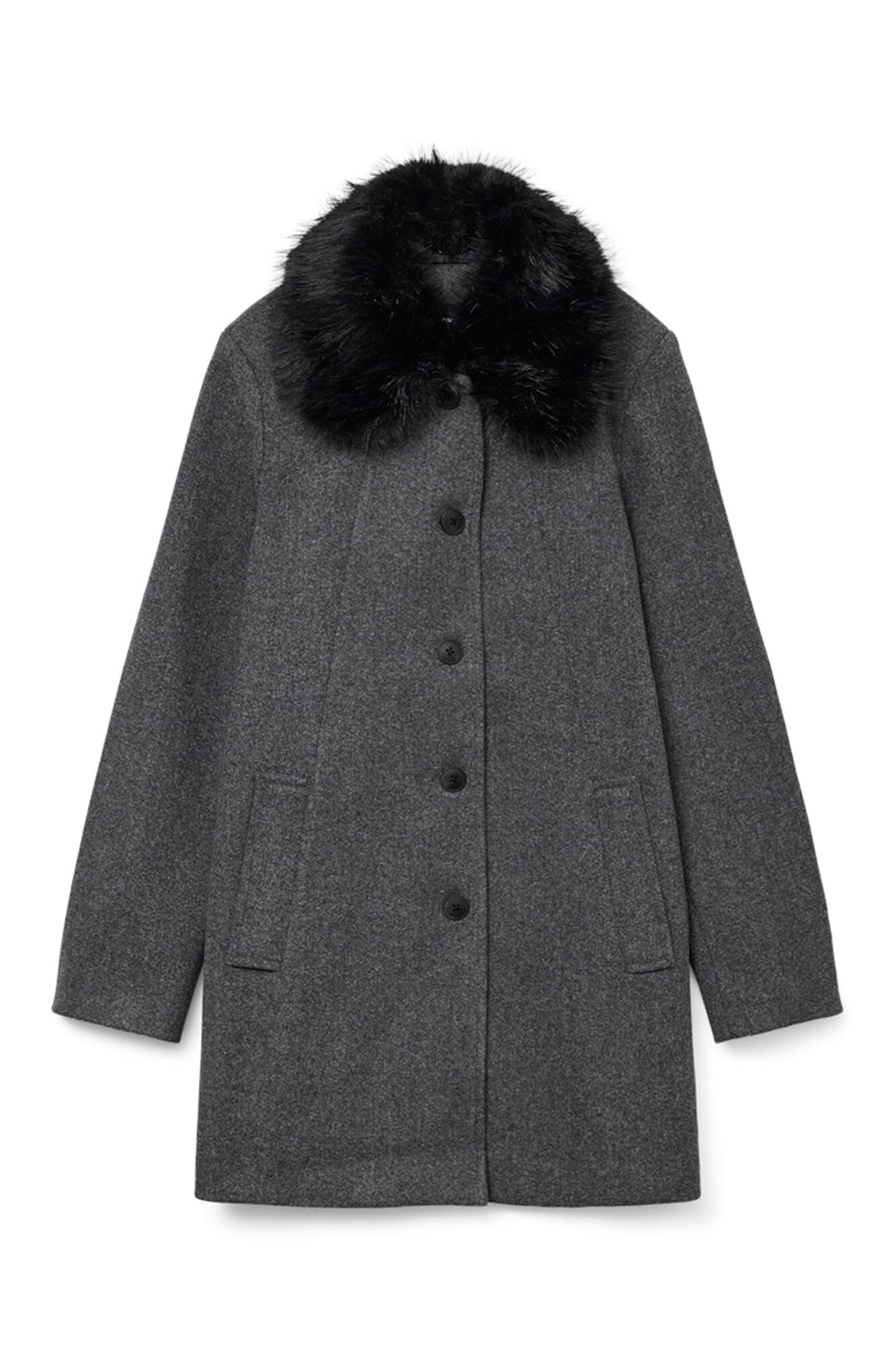 Vero Moda Sobretudo de pano com gola de pele