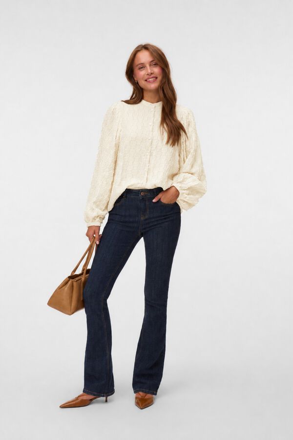 Vero Moda Camisa de manga larga com textura Tostado