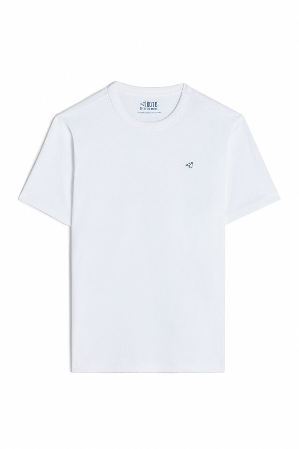 Cortefiel T-shirt básica com bordado avião OOTO Branco