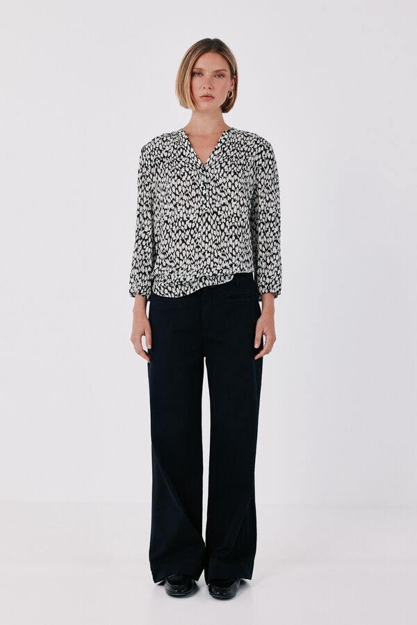 Cortefiel Printed fluid blouse Printed brown