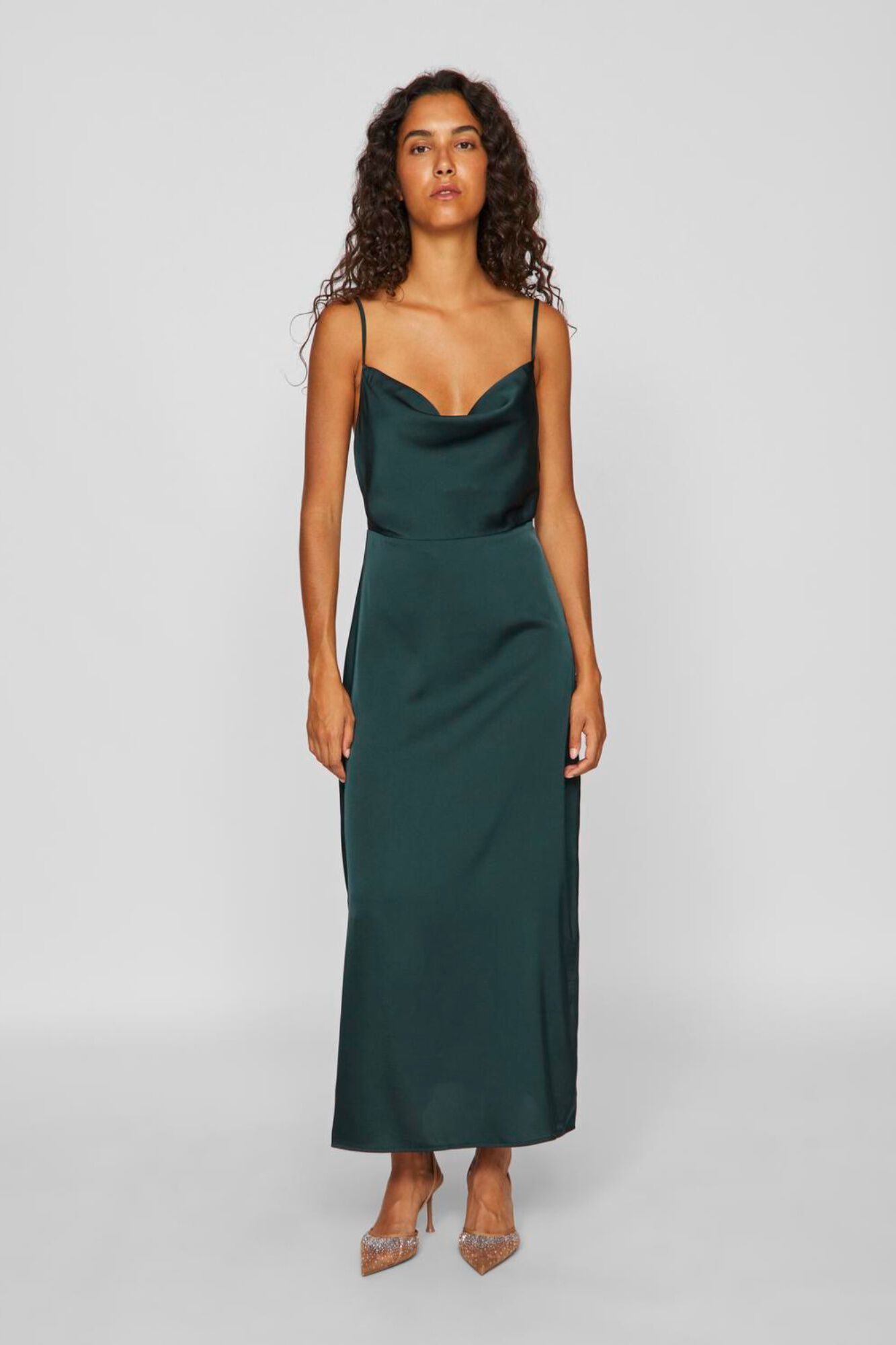 Vila Vestido midi acetinado de festa