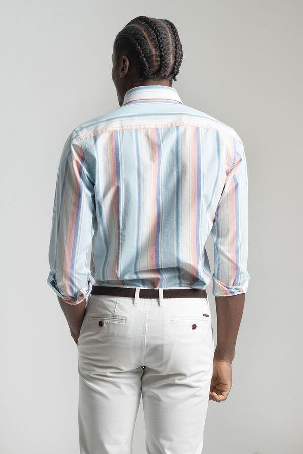 Cortefiel Striped poplin shirt White