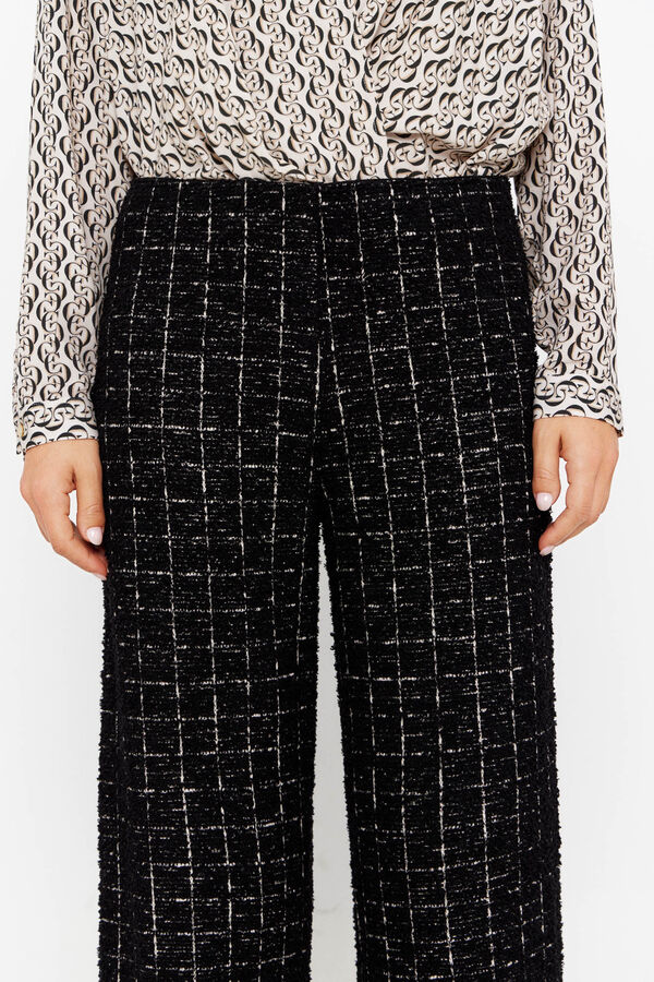 Cortefiel Jersey-knit tweed trousers Black