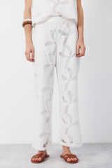 Cortefiel Embroidered trousers White