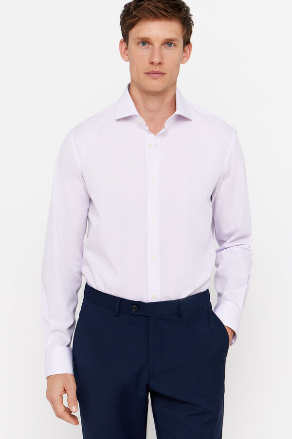 Cortefiel Easy-iron checked dress shirt Pink