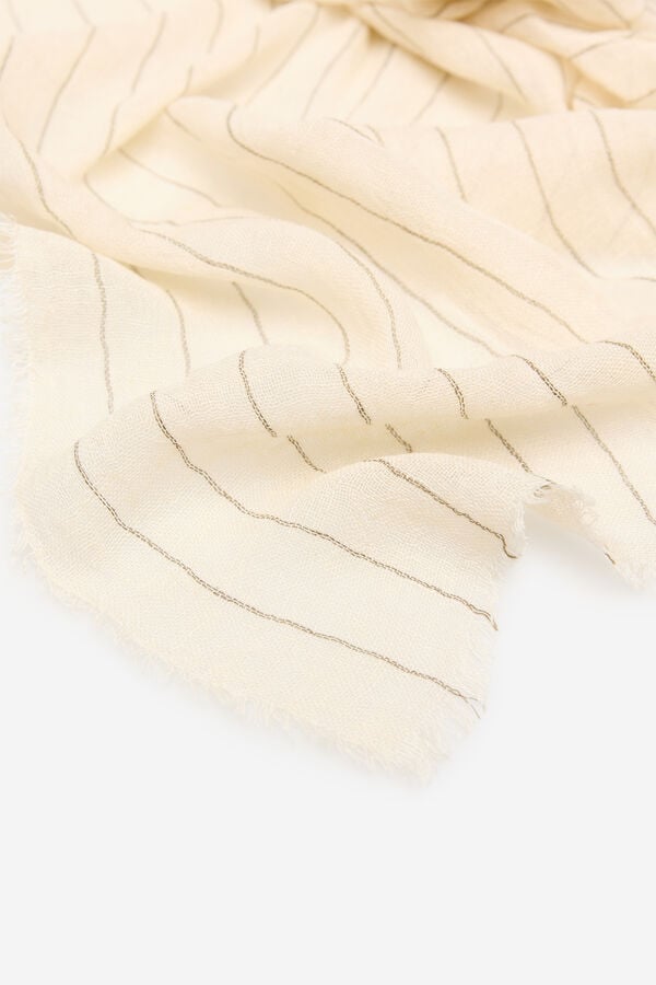 Cortefiel Striped scarf Ivory