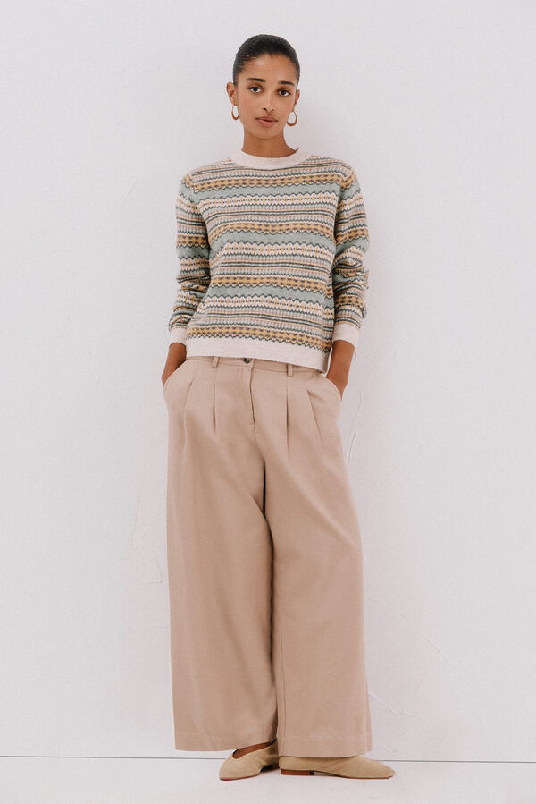 Cortefiel Greek jersey-knit sweater Ivory