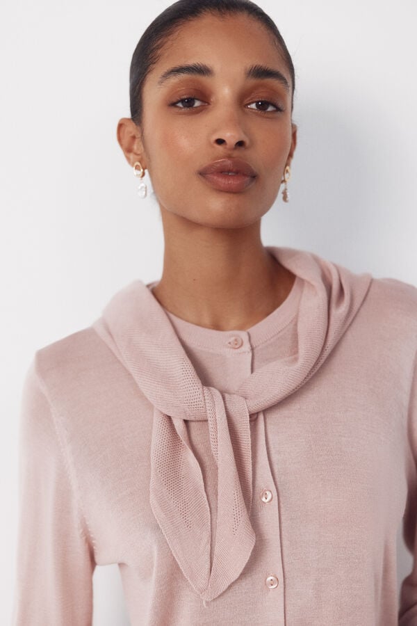 Cortefiel Jersey-knit basic jacket Pink