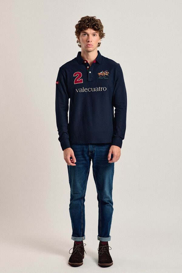 Valecuatro Pólo masculino Valecuatro modelo cavalo azul marinho Azul
