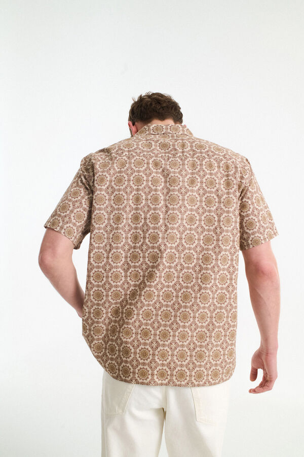Selected Short-sleeved linen shirt Grey