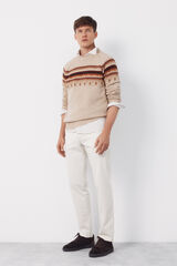 Cortefiel Jersey navideño fantasía lana cuello caja Beige