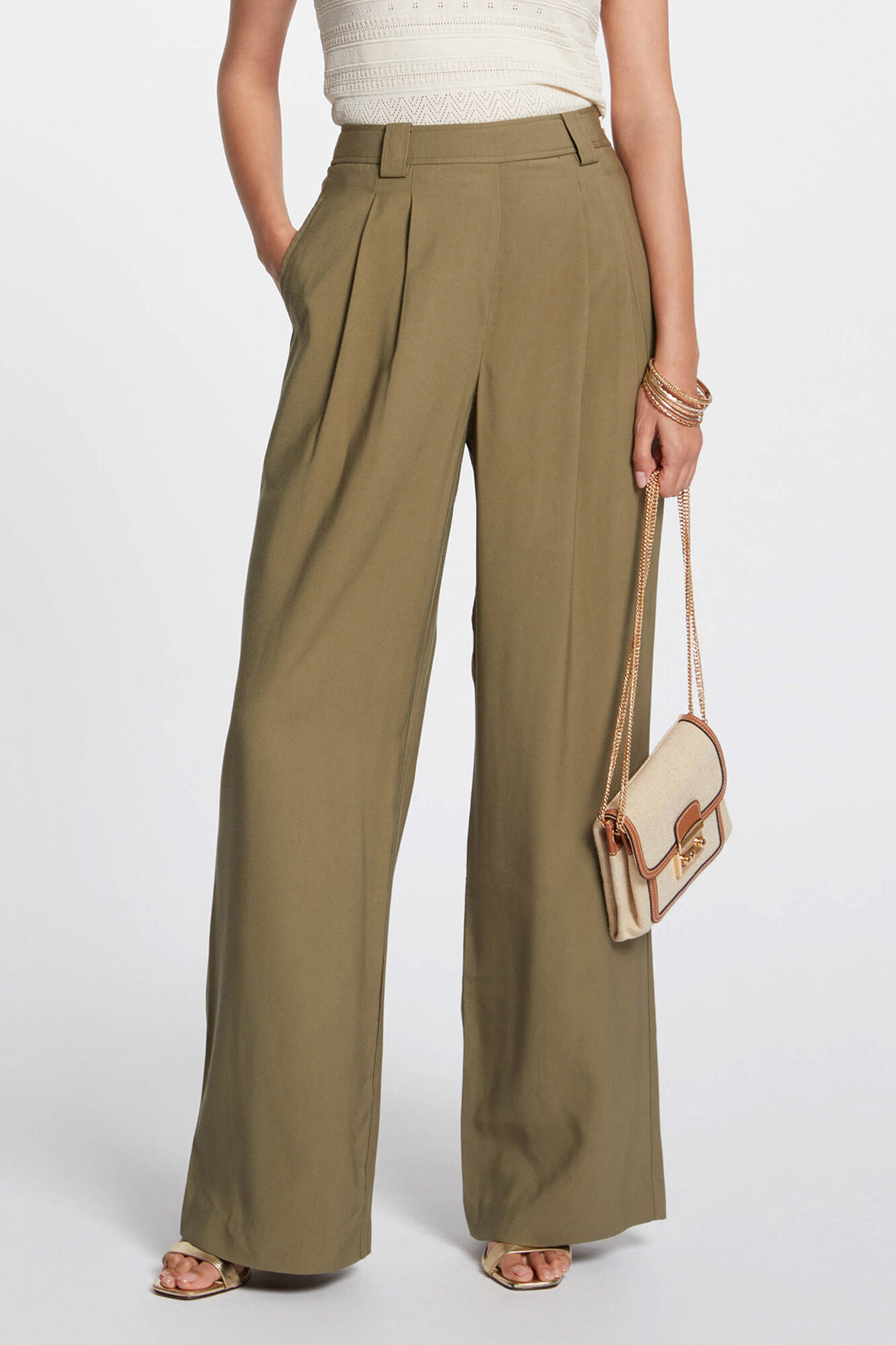 Pantalon pernera ancha holgado Pantalones de mujer Cortefiel