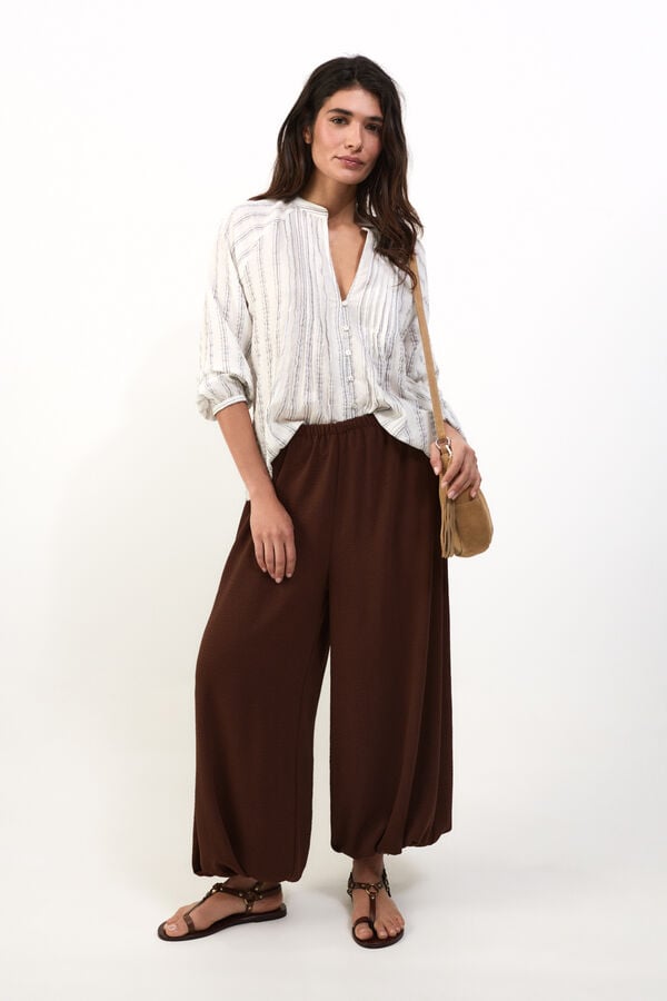 Slowlove Pantal&oacute;n bombacho Marr&oacute;n oscuro