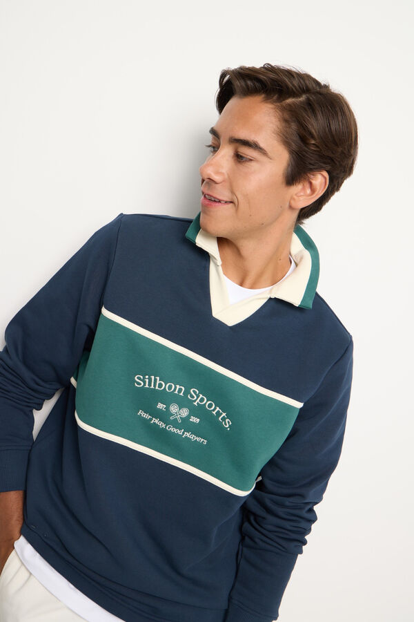 Silbon Sweatshirt com gola polo Silbon Sports Azul