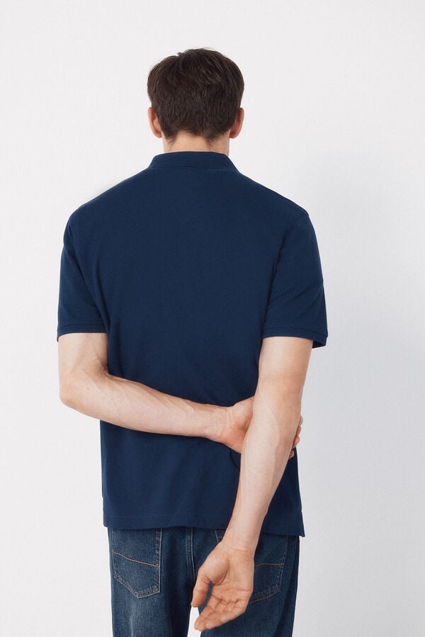 Cortefiel Basic piqu&eacute; polo shirt Blue