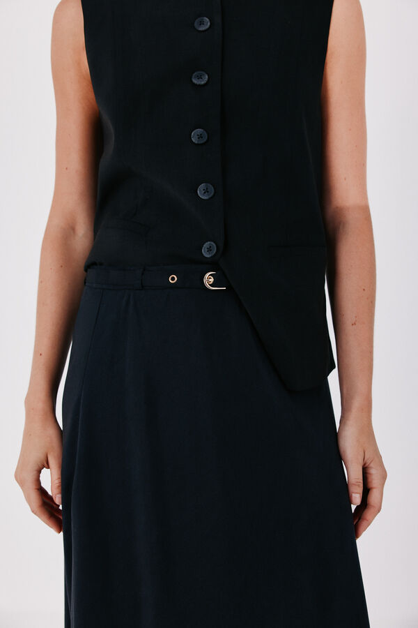 Cortefiel Midi skirt with belt Black