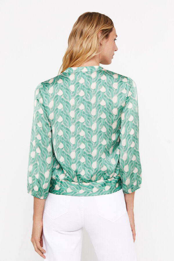 Cortefiel Printed sustainable blouse Printed green