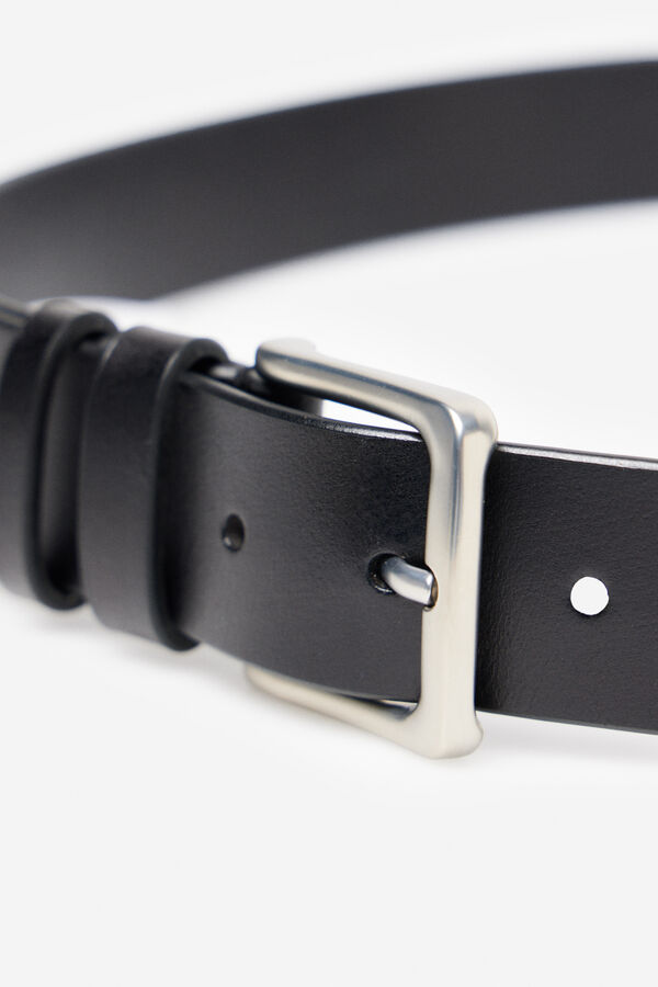 Cortefiel Casual leather belt Black