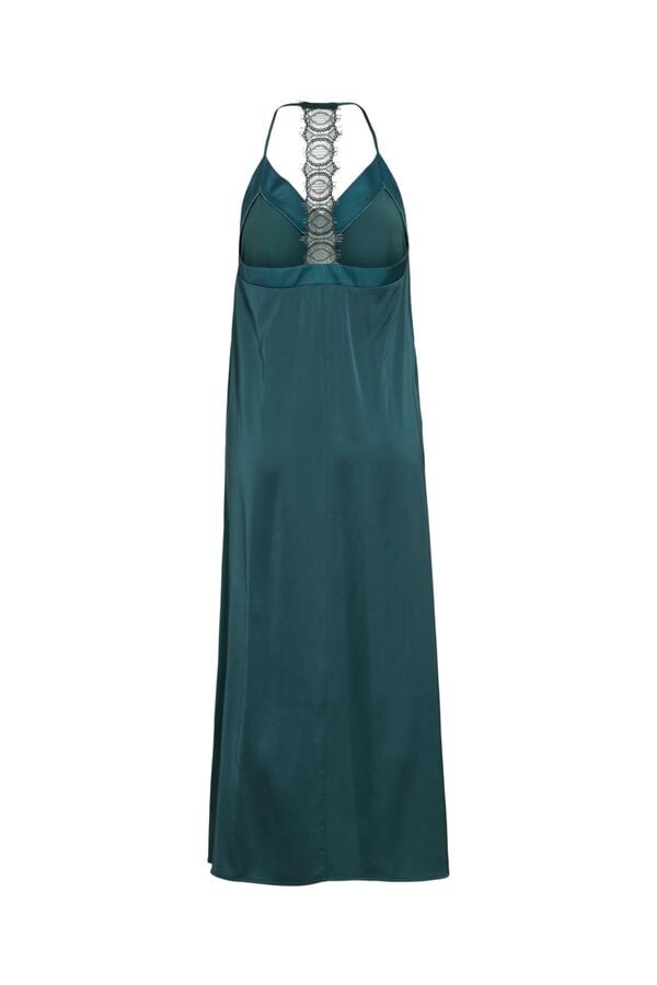 Vila Vestido comprido de al&ccedil;as com renda Azul