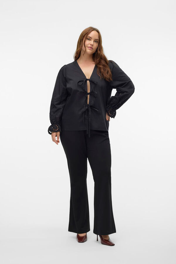 Cortefiel Bell-bottom pants plus size  Black