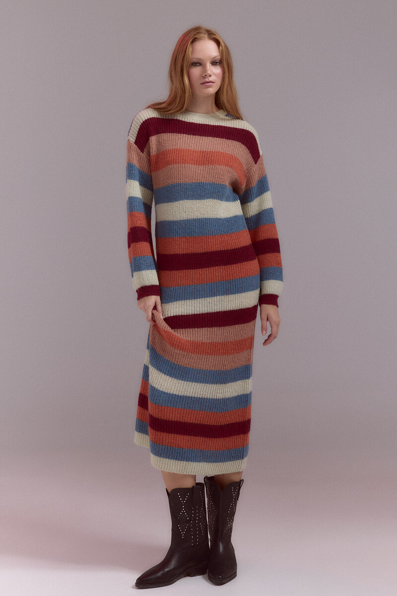 Cortefiel Vestido punto rayas