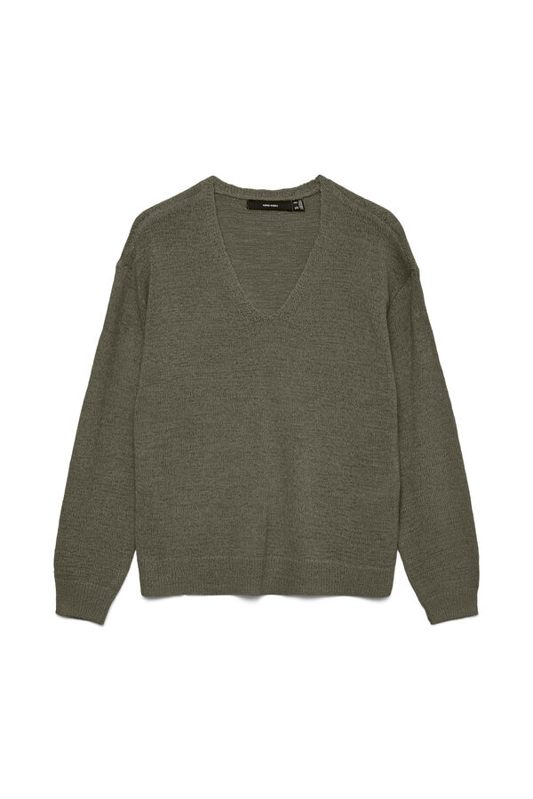 Vero Moda Camisola gola em bico de malha fina Verde