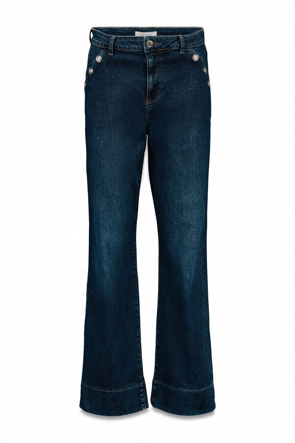 Cortefiel Palazzo pants with buttons  Blue