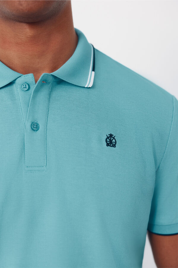 Cortefiel Polo shirt with tips Turquoise