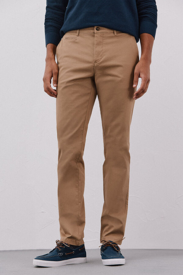 Cortefiel Slim fit lightweight chinos Beige