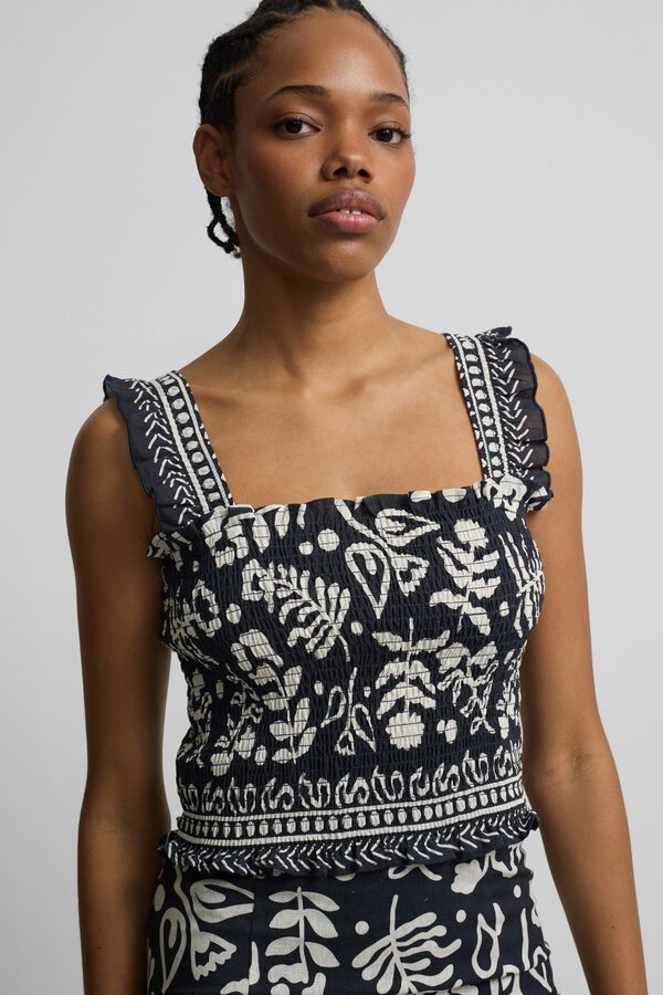 Silbon Floral print bandeau top Printed blue