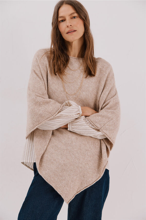 Cortefiel Soft touch poncho Beige