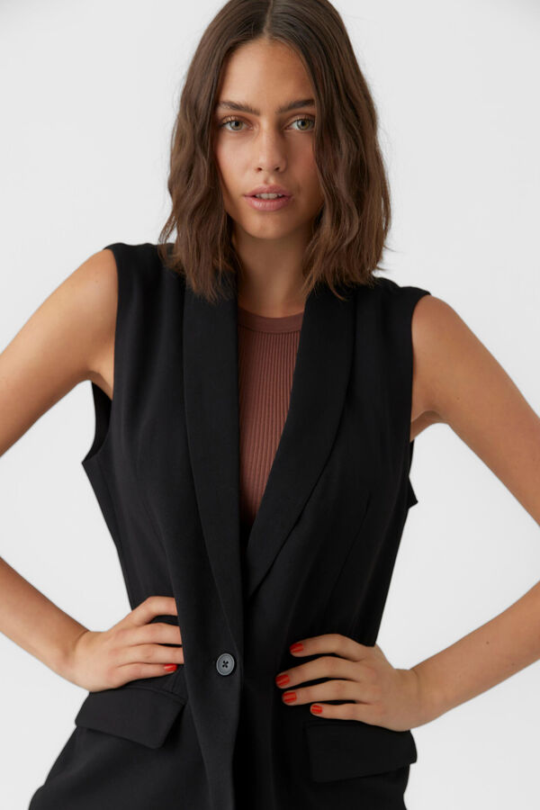 Vero Moda Colete oversize gola lapela Preto