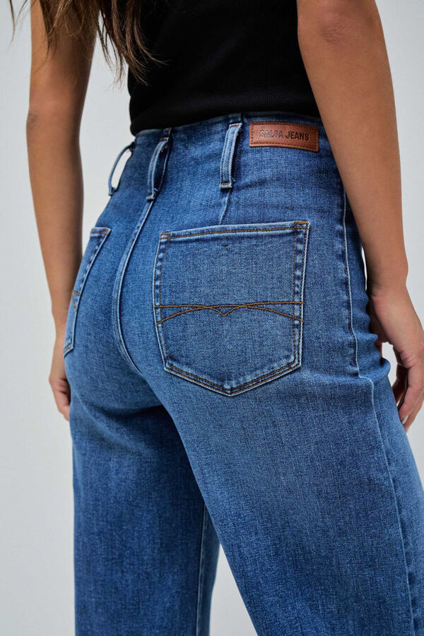 Cortefiel Jeans verdadeiros com cinto largo Azul