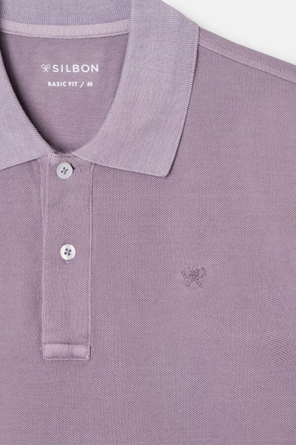 Silbon Polo cl&aacute;ssico tingido em pe&ccedil;a Roxo