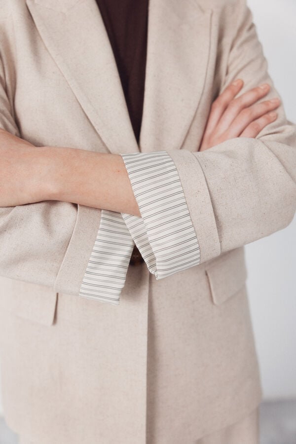 Cortefiel Blazer fabric with linen Nude