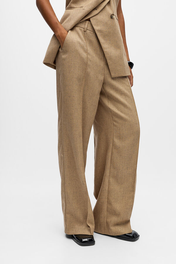 Object Calça de tweed de pernas largas Castanho