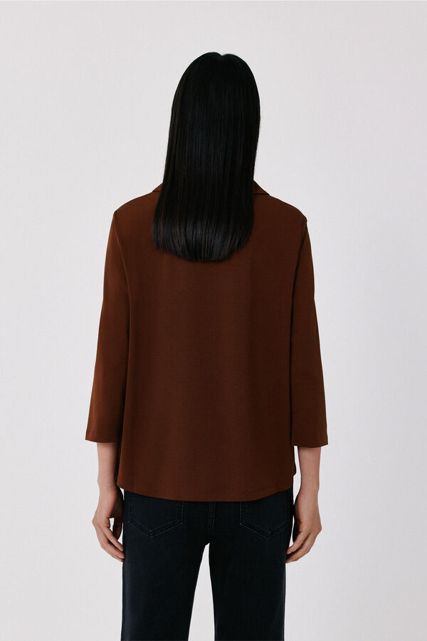 Cortefiel Stretch shirt with buttons Camel