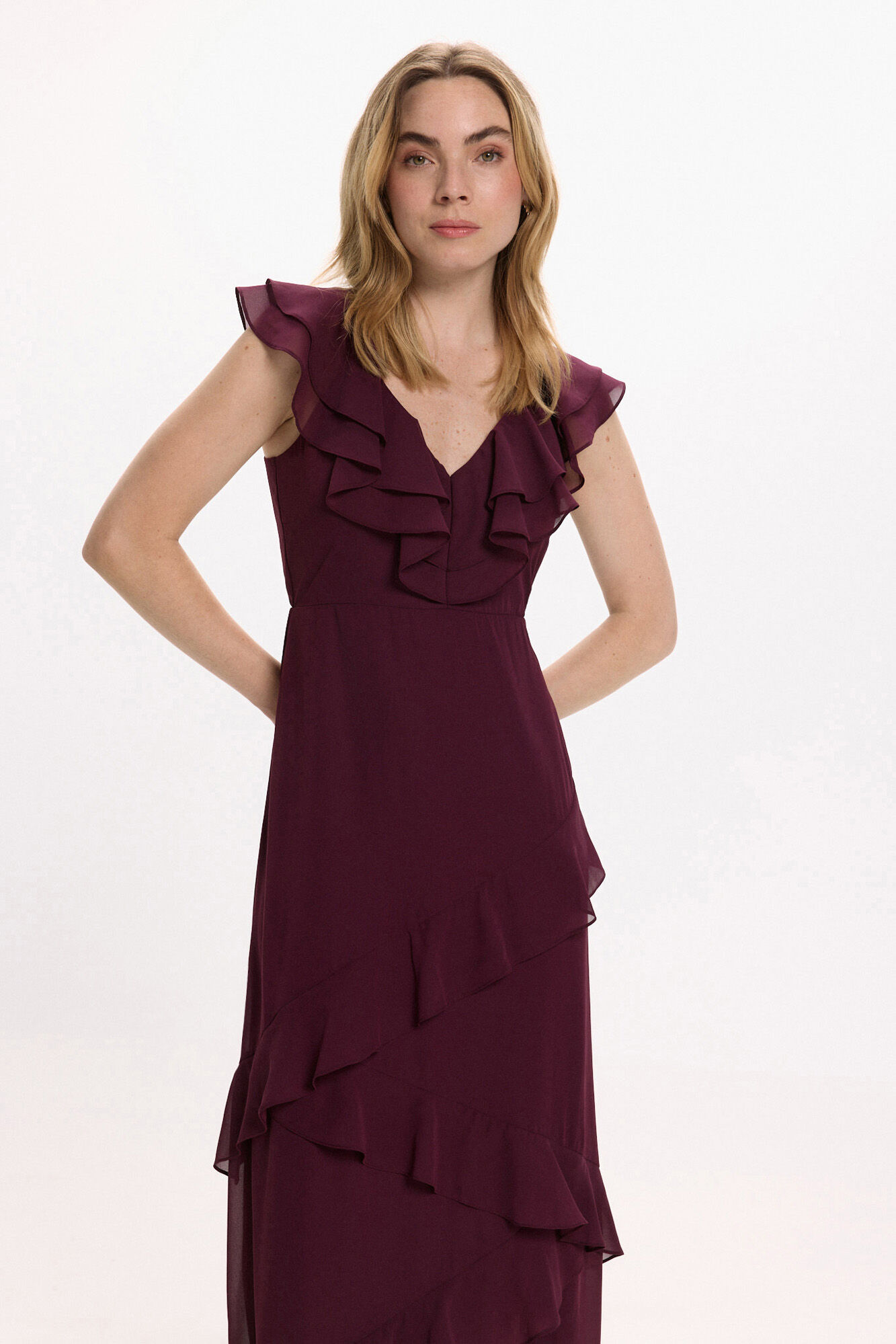 Vila Vestido de festa midi de chiffon